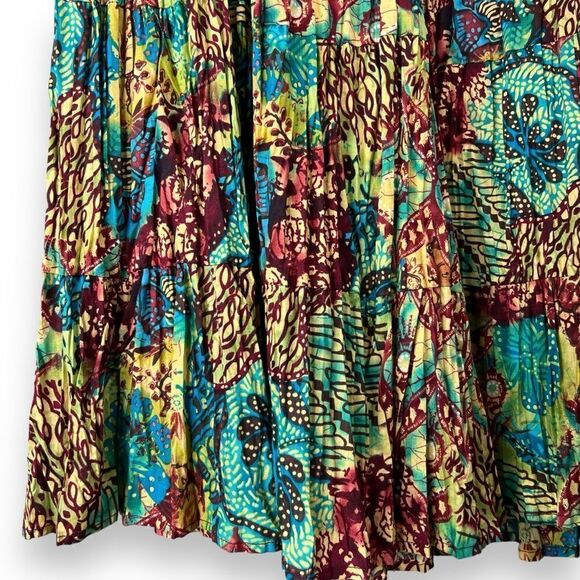 Koret Tiered Festival Maxi Skirt Medium Women’s Tie Waist Beaded Colorful Floral - Picture 8 of 12